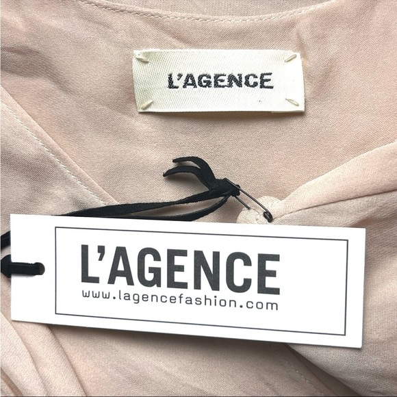 NWT L'AGENCE Blush Beige Silk Chiffon Sleeveless V-Neck Draped Wrap Front Top XS - Picture 10 of 11